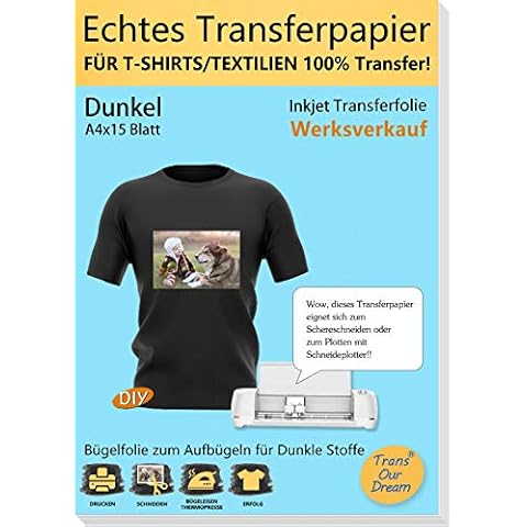 TransOurDream Echte Inkjet Transferfolie,Bügelfolie für Dunkle Textilien Cover