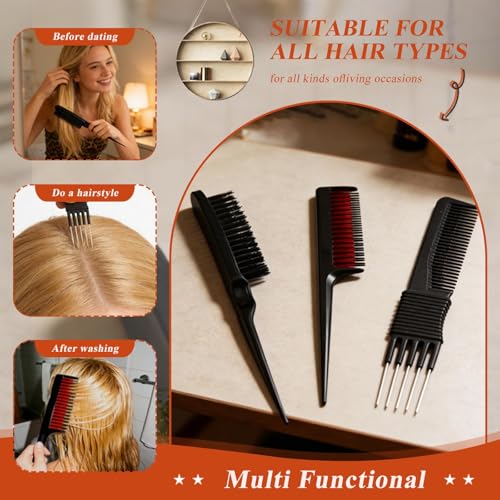 Set de 3 Peines para Peinar y Estilizar Multicolor miniatura 3