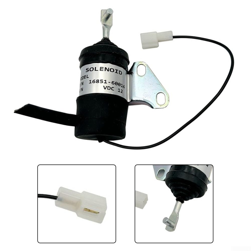 Solénoïde d'arrêt du moteur 16851-60014 de rechange 12 V, compatible avec les tracteurs et tondeuses Kubota