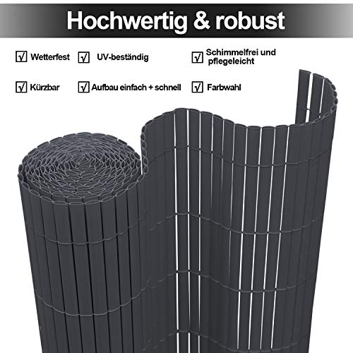 SWANEW PVC Sichtschutzmatte Sichtschutz Garten Sichtschutzzaun Sichtschutzn Balkon Zaun, UV-beständig Sichtschutz für… – Bild 4