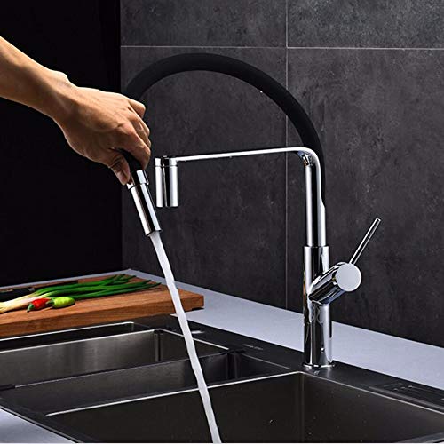 Robinet de cuisine en cuivre noir eau chaude et froide avec douchette