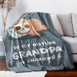 Funny Grandpa Birthday Gifts, Grandpa is Charging Sloth Blanket 60"x80", Gifts for Grandpas from Grandkids, Grandpas Present for Fathers Day Christmas, Soft Throws Blanket for Grandfather Funny Grandpa Birthday Gifts Grandpa is Charging Sloth Blanket 60×80 Gifts for Grandpas from Grandkids Grandpas Present for Fathers Day Christmas Soft Throws Blanket for Grandfather
