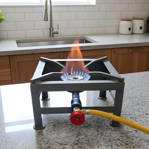 Image of COCS Single Bio Gas Stove (10x10x7 Inch), Heavy Duty Iron Body, Cast Iron Burner, Manual Ignition, Bio gas Stove (Biogas Compatible)