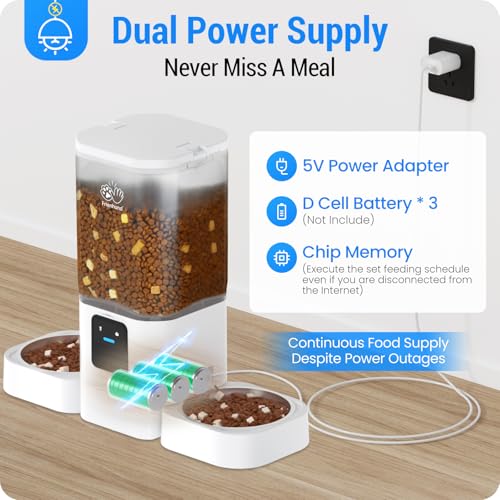 Frienhund Automatic Cat Feeder 2 Cats with Slow Feed: Dual Automatic Dog Feeder with 5G Wi - image 8