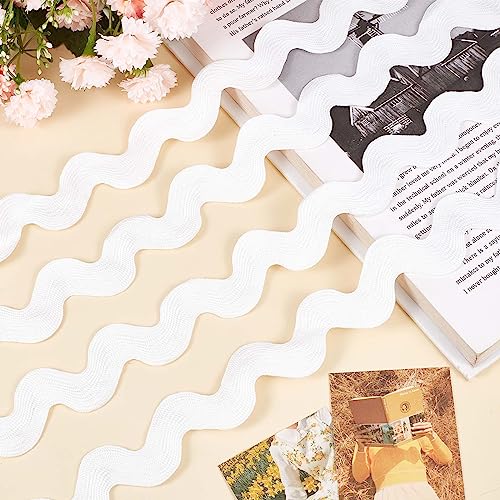 GORGECRAFT 20mm Wide Rick Rack Trim 10 Yards White Wave Bending Fringe Trim Braided Woven Fabric Ribbon for DIY Sewing Crafts Wedding Dress Costumes Embellishment Party Decoration Hair Bows Making - Image 4