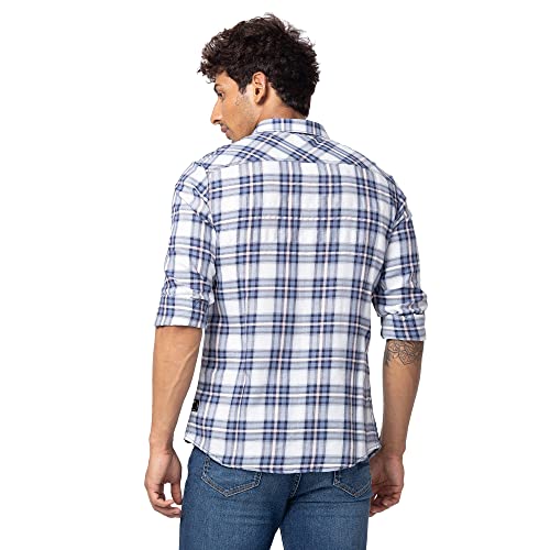 Image of Spykar Men's Slim Fit N /A Full Sleeve Checked Casual Shirts