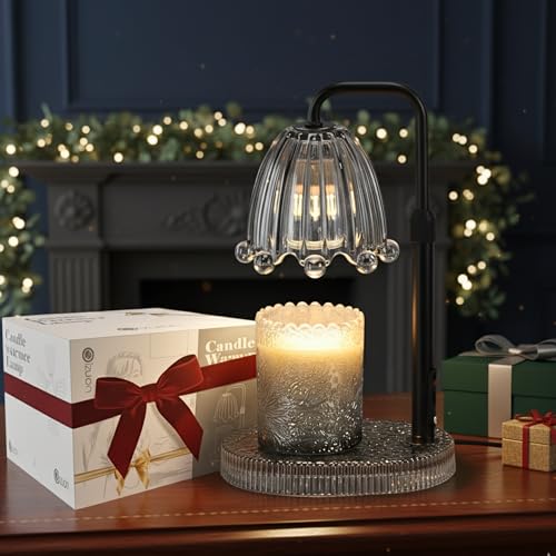Oizuon Candle Warmer Lamp with Timer - 6.3'' Dimmable Candle Lamp Warmer, Christmas Birthday Gift for Women & House Warming with Flameless Fragrance, Gray Lamp Warmer for Mom Gifts & Room Decor