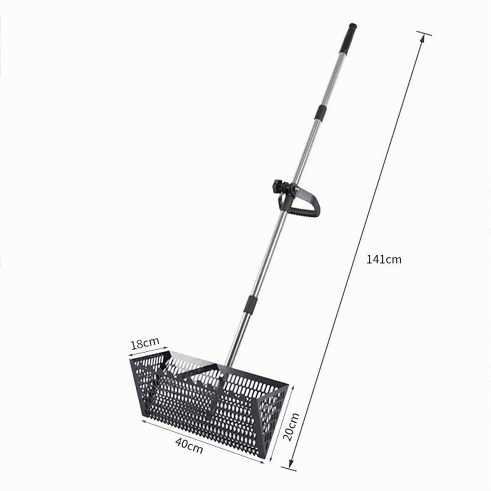 perfk Setacciatore di Sabbia, 141 Cm Rastrello delle Pulci di Sabbia, Setaccio da Spiaggia con Manico Lungo in Acciaio, per L'uso Come Vaspaccia Feci, Strumento di Pulizia della Spiaggia, Nero