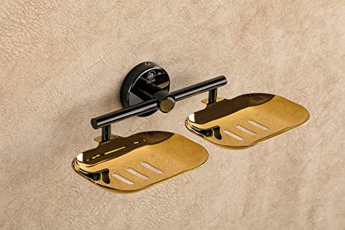 Image of iSTAR Stainless Steel 304 Grade Bathroom Soap Holder /Soap Stand /Soap Dish for Bathroom /Bathroom Accessories Multicolor (Black & Gold, Pack of 1, Double)
