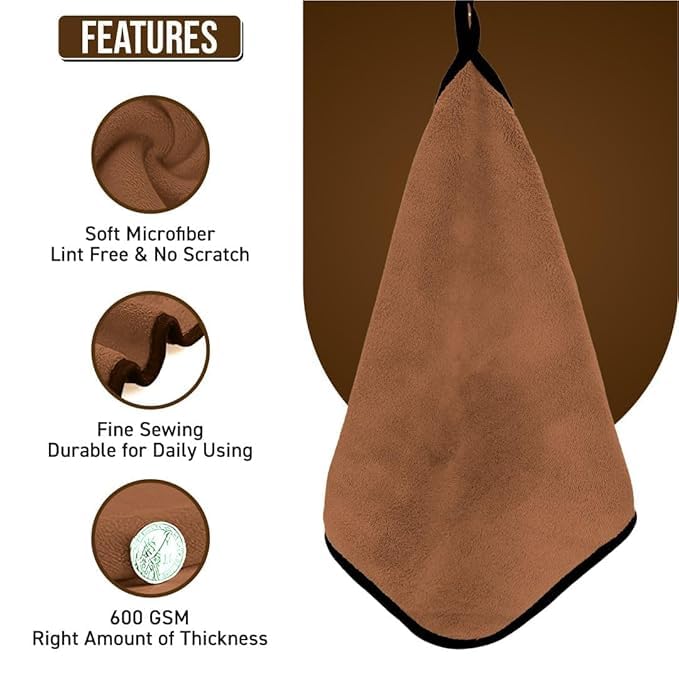 Image of Btag Microfiber Cleaning Cloth, 40x60 cms 600 GSM | Highly Absorbent,Lint and Streak Free, Multi-Purpose Wash Cloth for Kitchen,Car,Window,Stainless Steel,Silverwear(Dark Brown 40x60cms) Pack of 2
