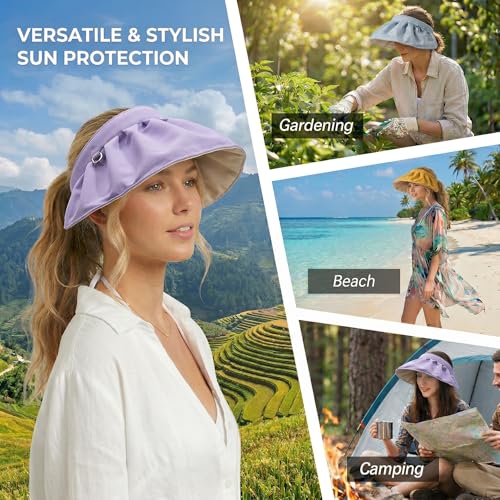 Sombrero de sol plegable para mujer con ala ancha UV miniatura 5