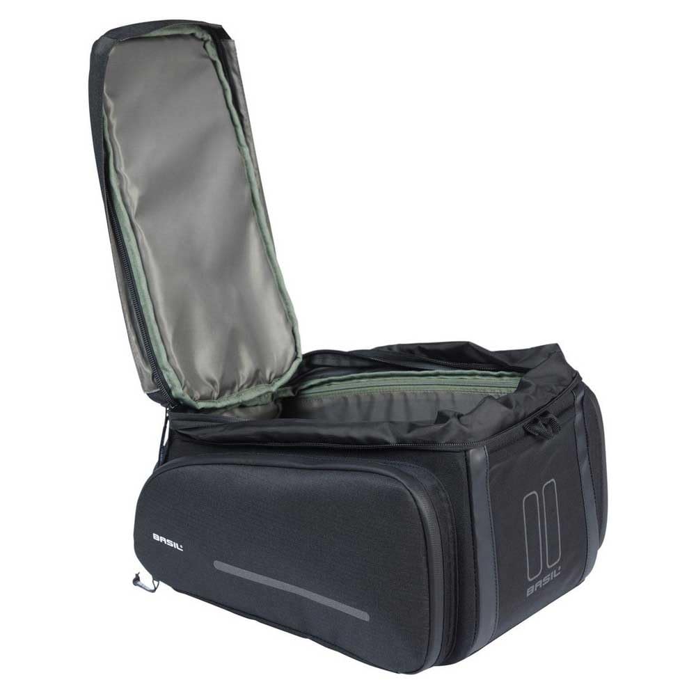 Basil Move Gepäckträgertasche MIK - 10-26L, Schwarz, Wasserabweisend, Nachhaltig aus recyceltem Polyester, Inkl. abschließbarer MIK-Adapterplatte