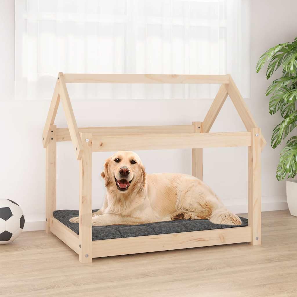 Cuccia per cani in legno di pino massiccio, 81 x 60 x 70 cm, con cuscino morbido, rivestimento antiscivolo, lavabile, per animali domestici, cuccia per dormire, per interni ed esterni