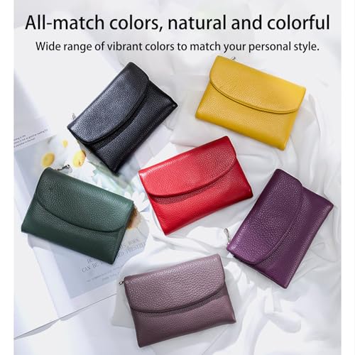 Unisex Pebble Leather Wallet, 5.3In Short Genuine Leather Coin Card Holder, Short Genuine Leather Purse for Coins and Cards, Small Compact Bifold Pocket Purse Multicolor, for Men & Women (#08)3
