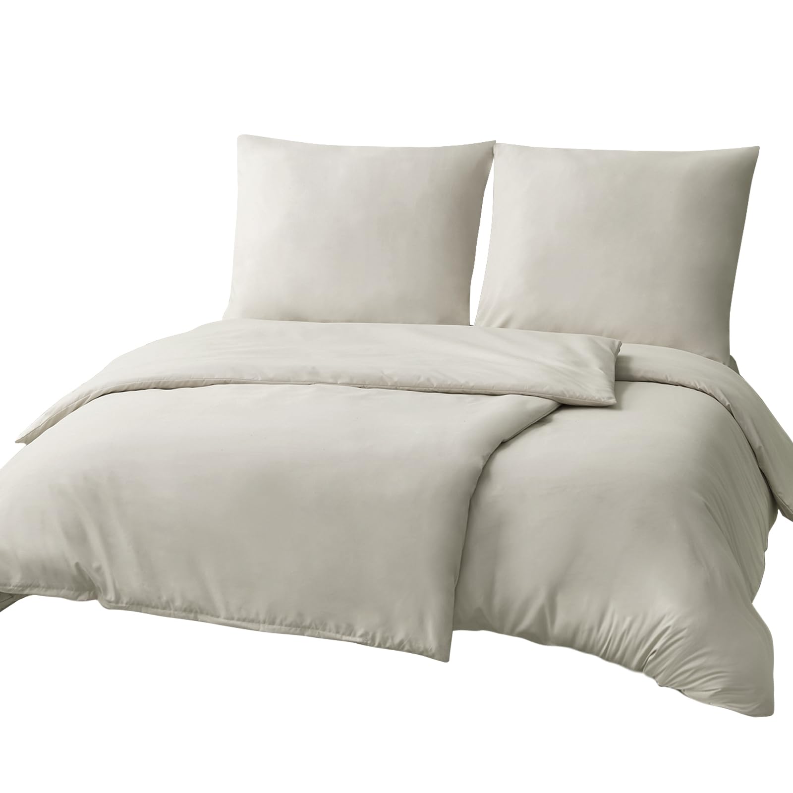 RUIKASI Bettwäsche 135x200 Beige 4teilig - Polyester Mikrofaser Bettwäsche-Sets Oeko-TEX, 2 Bettbezüge 135x200cm + 2 Kissenbezüge 80x80cm mit Reißverschluss, Weich und Bügelfrei