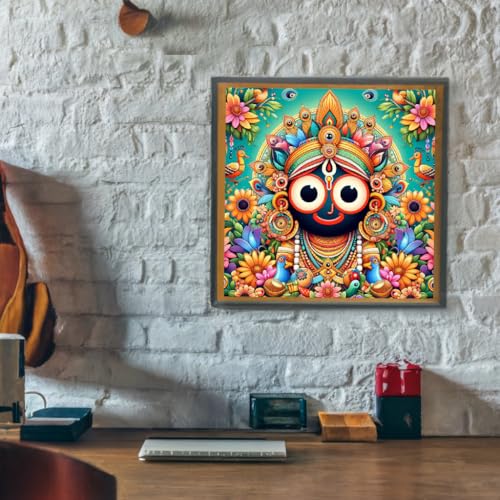 Image of Whattacraft! DIY Acrylic Paint by Number Kit for Adults Kids Beginner Number Painting Kit DIY Canvas Painting by Number Wall Decoration DIY Painting Kit for Adults | Krishna Color By Numbers (WAC-54)