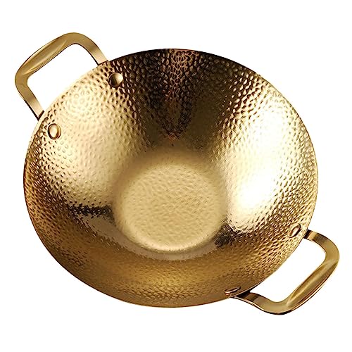 BEBEMOKO Double Handle Hammered Griddle Large Pot for Cooking Stainless Steel Easy to