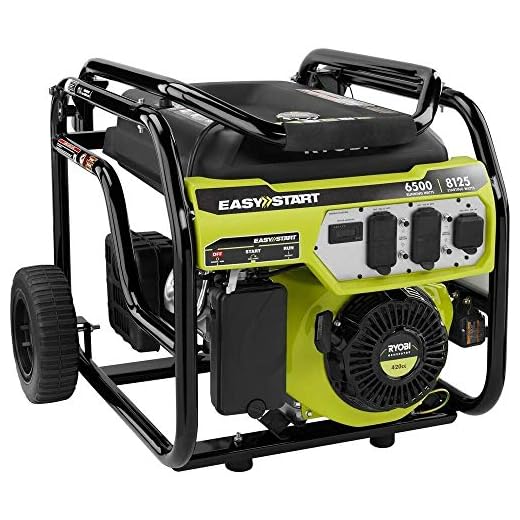 Ryobi Portable Generator 6,500-Watt Gasoline Powered Shutdown Sensor Muffler