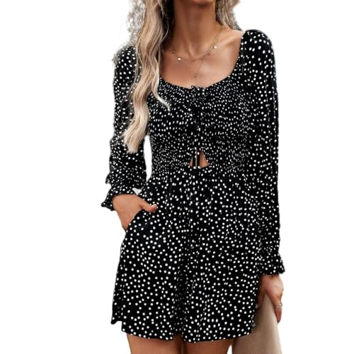 Image of Polka dot jumpsuit for women in spring and summer, elegant commuting jumpsuit - black - XL