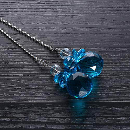 Image of Crystal Ceiling Fan Pull Chains Hanging Pendants Prism Pack of 2 Light Blue