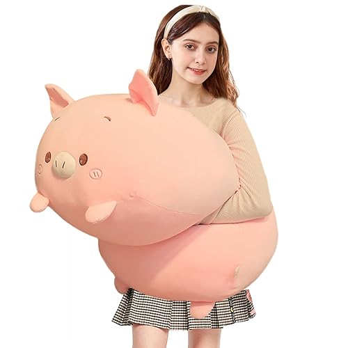 ELAINREN Giant Fluffy Pig Plush Body Pillow Soft Pink Pig Stuffed Animal Toy Cuddle Pigglet Plushie Cushion Decor Gifts for Xmas/23.6'' - Pigglet04