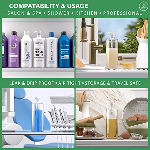 Bar5F Pump for 33.8-Oz Shampoo and Conditioner Liter Bottles (1" inch Bottle Neck 28/410) 2-Pack (Clear)4