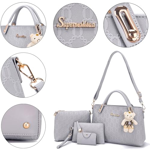 Image of Purse for Women Fashion Medium Shoulder Bag Crossbody Handbag Set 4PCS | Stylish Style,Chain Texture Design,with a Crossbody Strap,4-in-1 Multi-Style Purse Set