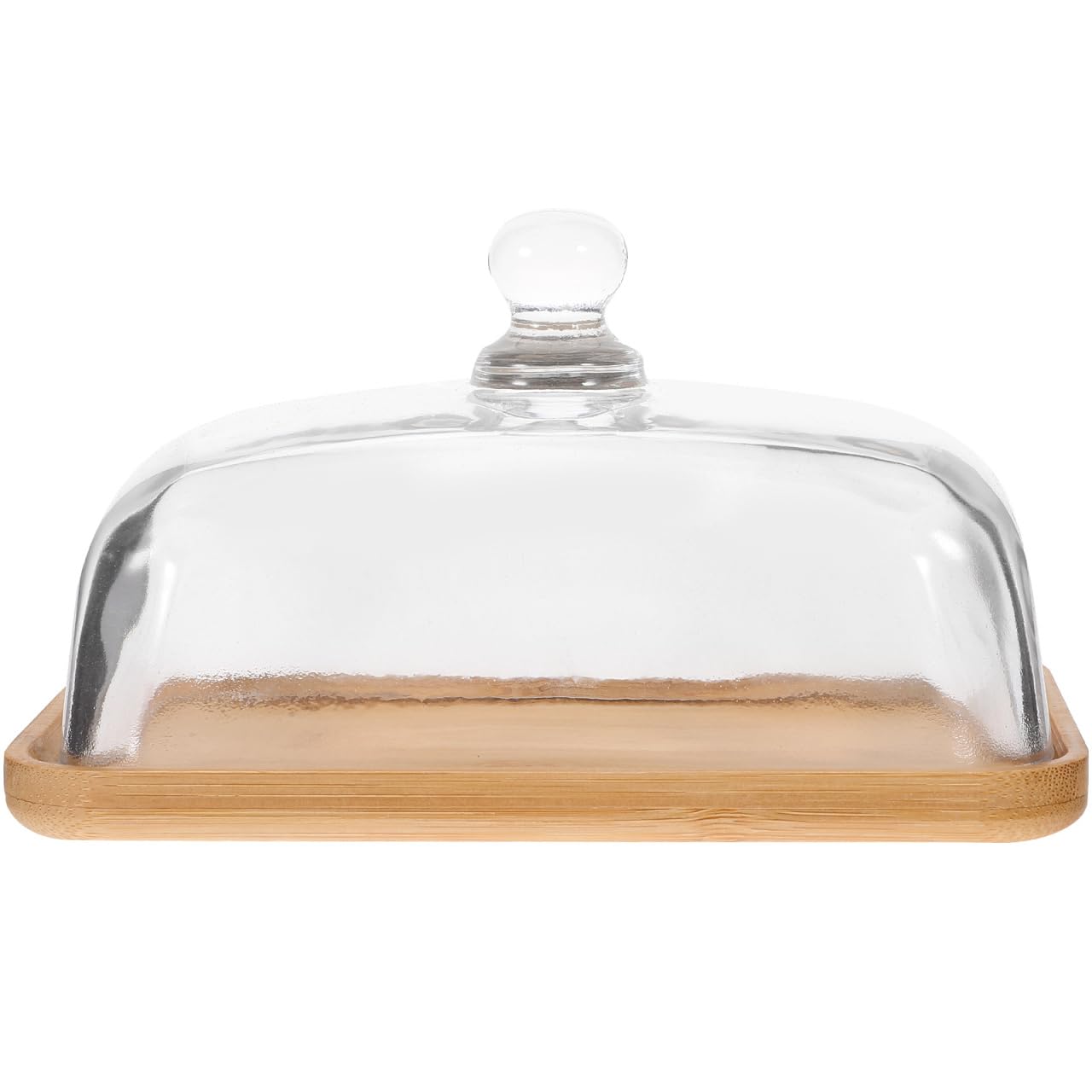 Dôme transparent pour gâteau anti-poussière avec plateau en bois de service