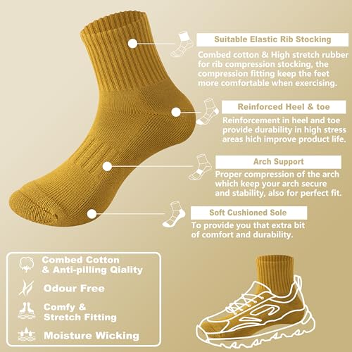 Image of MAGIARTE Womens Athletic Cotton Mini Crew Socks Thick Cushioned Running Hiking Multi Sports Socks for Women 4 Pairs