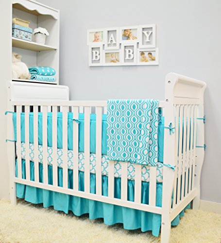 Image of American Baby Company 100% Natural Cotton Percale Fitted Crib Sheet for Standard Crib and Toddler Mattresses, Aqua Sea Waves, Soft Breathable, for Boys and Girls
