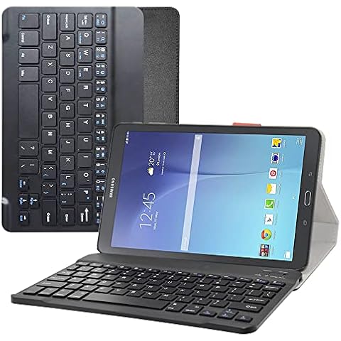 MAMA MOUTH for Galaxy Tab E 9.6 Keyboard Case,Slim Stand PU Leather Case Cover with Romovable Keyboard for Samsung Galaxy Tab E 9.6 / E Nook 9.6 T560 T561 T567 Verizon 4G LTE,Black Cover