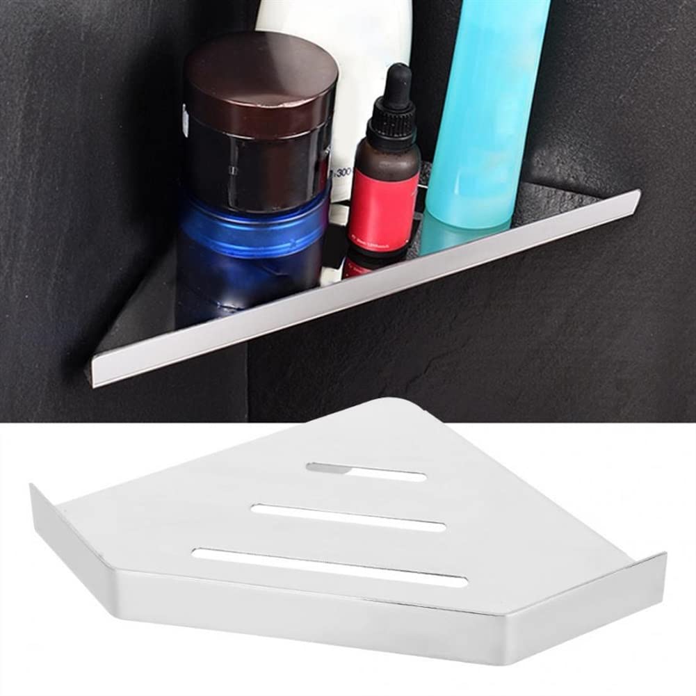 Estante de ducha esquinero de acero inoxidable montado en la pared con jabonera, soporte para champú y escurridor, estante de almacenamiento triangular a prueba de óxido para botellas de condimentos