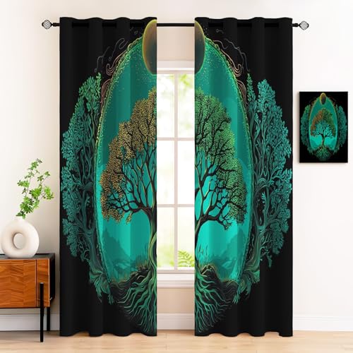 Rideaux de cuisine anti froid couleur sarcelle pour bureau et maison - 3