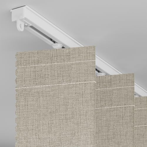 Image of AJAZZ 100% Blackout Accordion Door Invisible Folding Door Sliding Glass for Bedroom Living Room Doorway Curtain Sets Included Tracks (1 Pack, 72W x 79 L, Cream Yellow)