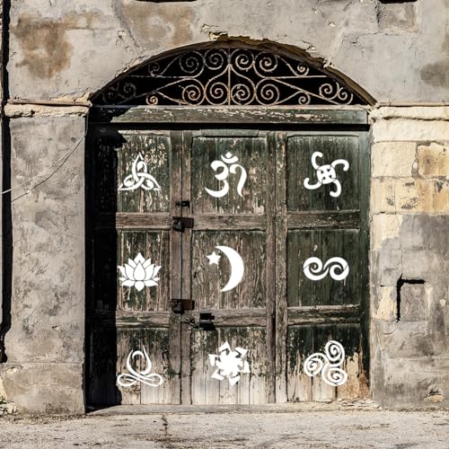 FINGERINSPIRE 9PCS Spiritual Symbols Stencils for Painting 15x15cm Reusable Religion Symbols Drawing Templates Plastic PET Moon Star Lotus Flowers Painting Stencils for Wall Floor Decoration - Image 4