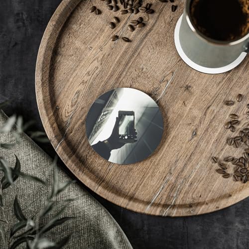 Sous-verre ronds en céramique anti-tache pour meuble en bois