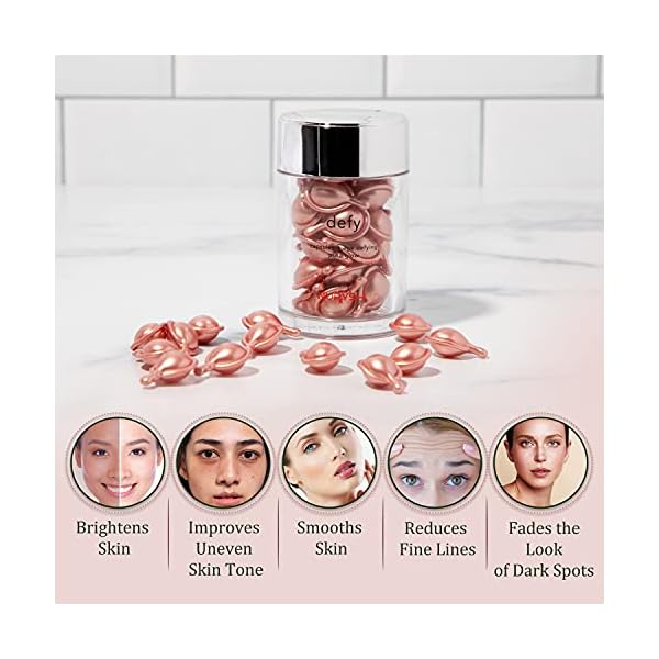 NURYSH DEFY Anti-Aging Night Serum Capsules for Face with Retinol, Vitamin E, Squalane & Ceramides - Facial Antioxidant, Active Skin Repair, Nourishing, Brightening, Moisturizing - 30 Capsules
