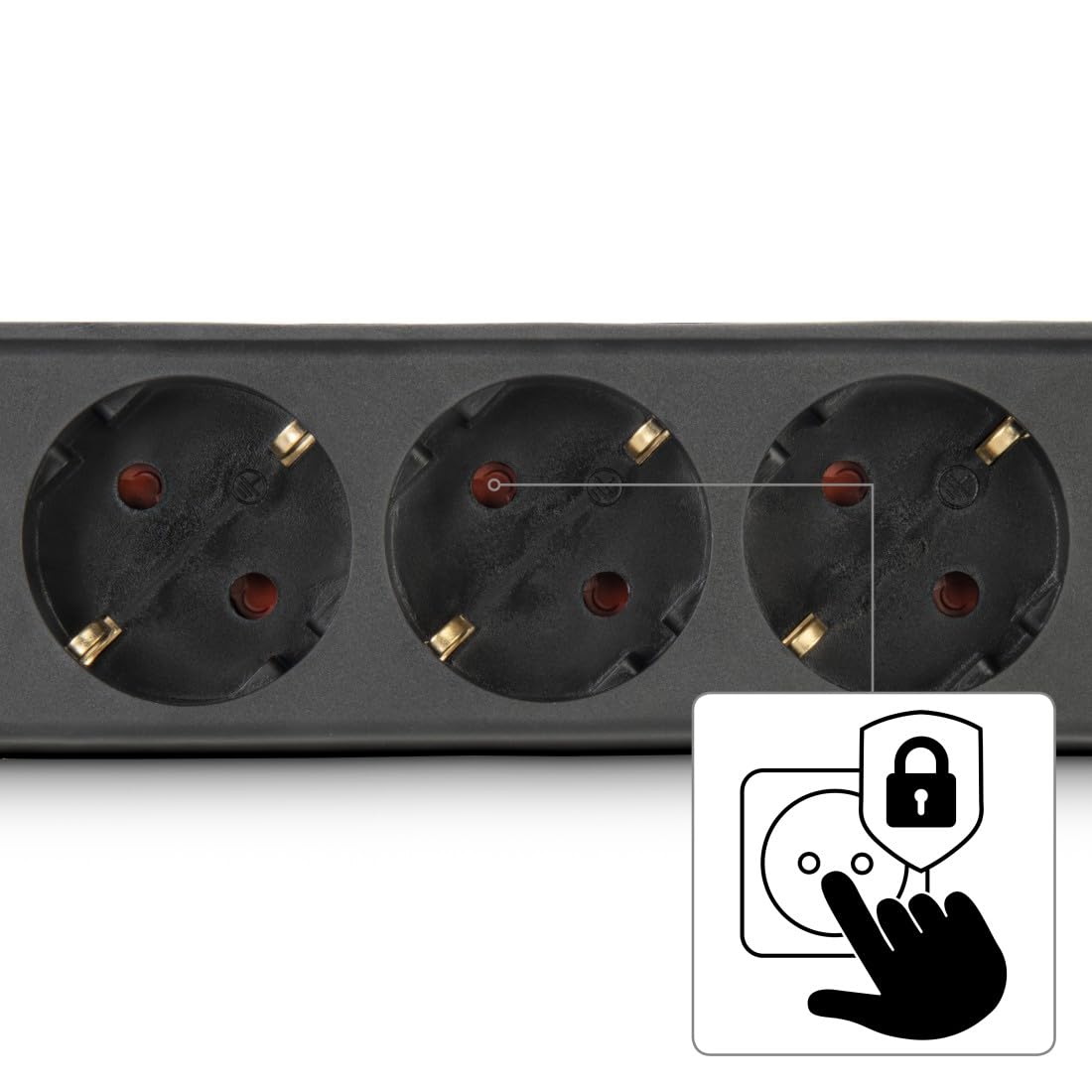 Hama | Regleta Negra de 6 Enchufes con Cable Extra Largo de 5m, Interruptor de Encendido, Base Múltiple con Seguridad Infantil, Tira de Enchufes para Montaje en Pared, 3680W - Negro (Paquete de 2)