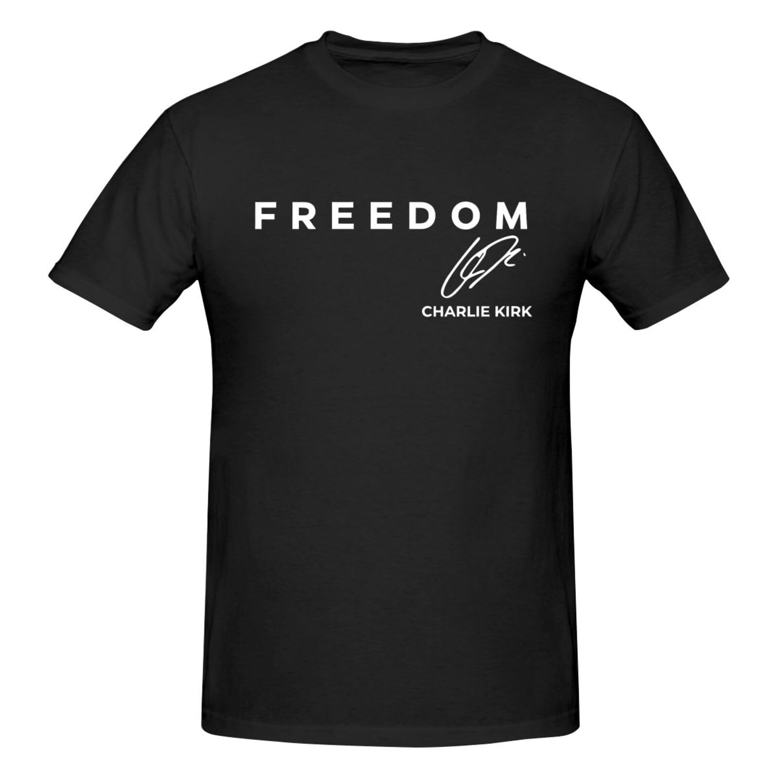 Gqwjksz Men's Black A True Patriot, Charlie Kirk. R.i.p. Charlie. 1993 T-Shirt Short Sleeve Crew Neck Cotton Shirt