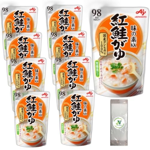 【JAVIET KAISHA】味の素 おかゆ9個セット、 3種x各3個セット、6種9個セット レトルト レンジ調理 非常食 備蓄 JAVIET COMPANYのおしぼり付け (6. 鮭がゆx9個)