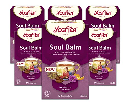 Yogi Tea Soul Balm Organic Herbal Tea Blend of Cocoa Shells Rooibos and Orange 6 Packs x 17 Tea Bags (102 Teabags Total)