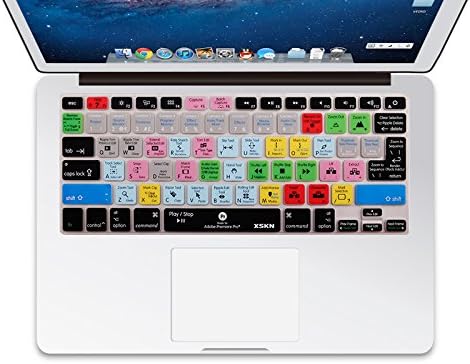 XSKN Adobe Premiere Pro Shortcuts Function Hotkeys Design QWERTY Layout Silicone Keyboard Skin Cover Compatible 13" 15" 17" MacBook Pro MacBook Air with US&EU Version