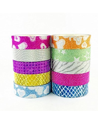 ELATAPES EXPAND STICKING POSSIBILITIES ELA Tapes Colourful Decorative Adhesive Glitter Tape Rolls, Length 3 m Each (Designs As Per Availability) – Pack of 12 ELATAPES EXPAND STICKING POSSIBILITIES ELA Tapes Colourful Decorative Adhesive Glitter Tape Rolls, Length 3 m Each (Designs As Per Availability) – Pack of 12
