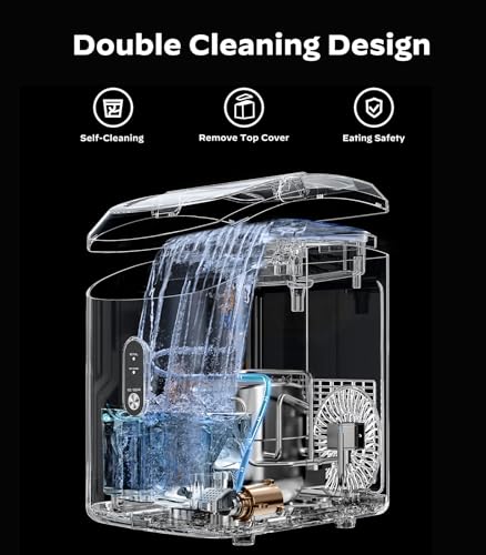 Nugget Ice Maker Countertop - Silonn Pebble Ice Maker Machine with Self-Cleaning Function, 33lbs/24H, Ice Makers for Home/Kitchen/Office, Stainless Steel