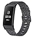 XIMU Correa Compatible con Fitbit Charge 3 Correa/Charge 3 SE Correa de Recambio Tejida,Silicona de Sport Mujeres Ccorreas de Fitbit Charge 3 /Charge 3 SE (S(5,5-7,2inch), Negro carbón)