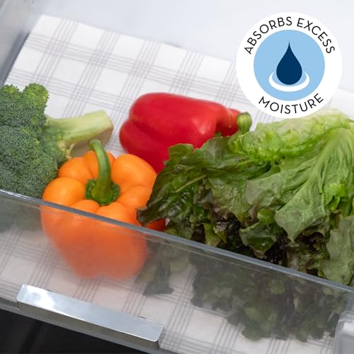 S&T INC. Fridge Liners, Shelf Liners for Kitchen Cabinets and Storage Bins, Non Adhesive Refrigerator Liners, Washable and Absorbent, 12 Inch x 24 Inch, Plaid, 5 Pack