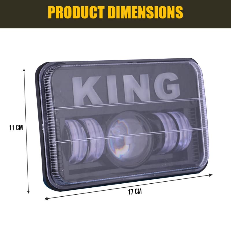 Image of AllExtreme 4 LED KING Headlight 50W 1 Projector Lamp DRL Light with Heat Dissipation Bright Beam Compatible with Splendor Bike Motorcycle