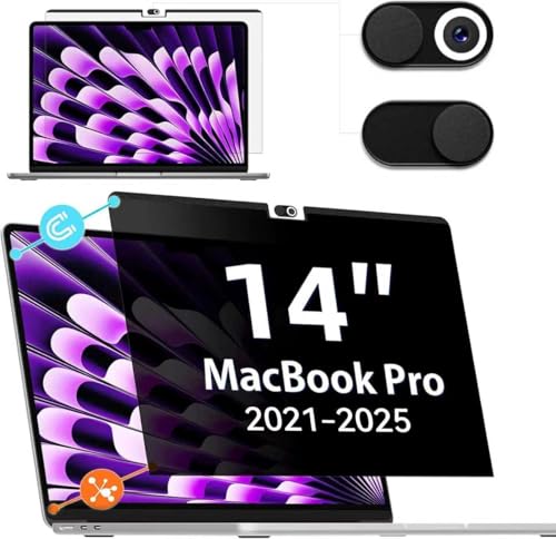 IPROKKO Magnetic Privacy Screen Filter for Macbook Pro 14 inch (2021-2025, M1, M2, M3, M4, M5), Removable Easy On/Off Anti Blue Light Glare Laptop Privacy Screen, Compatible with Mac Pro 14.2" Laptop