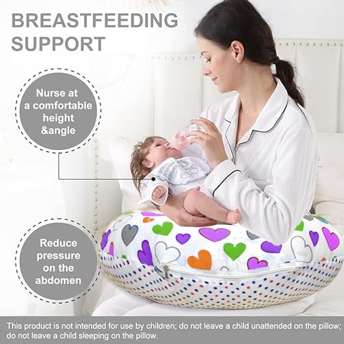Image of VParents Multipurpose Baby Feeding Nursing Cum Maternity Pillow for New Born Cotton, Recommended for Maternity, Nursing, Medical Daisy (Purple) 110251