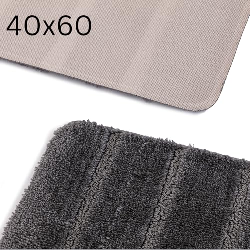 Nest & Nibble Bathroom Bath Mat (Charcoal, 40 x 60 cm) Non-Slip Toilet Floor Mat | Ultra-Absorbent Microfiber Technology Washable Shower Rug | Soft & Thick Anti-Mould Home Essential Bathtub Carpet - Cosy Home Interiors Nest & Nibble Bathroom Bath Mat (Charcoal, 40 x 60 cm) Non-Slip Toilet Floor Mat | Ultra-Absorbent Microfiber Technology Washable Shower Rug | Soft & Thick Anti-Mould Home Essential Bathtub Carpet - Image 2